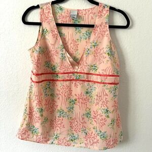 Y2K Old Navy Sz XS Maternity Fit Pink Floral Babydoll Tank Top Fairy Whimsical